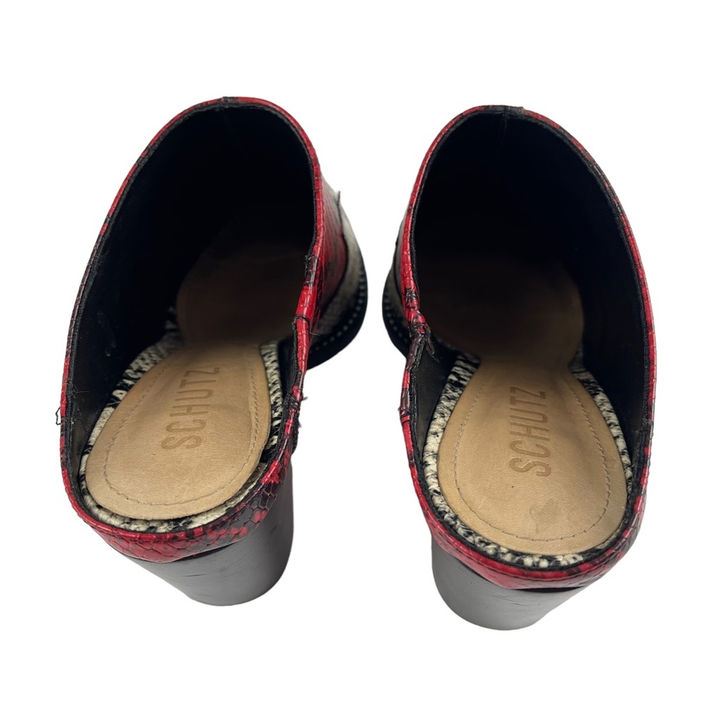Schutz Destiny Snakeskin Print Leather Heeled Mule Size 6 - Picture 7 of 8